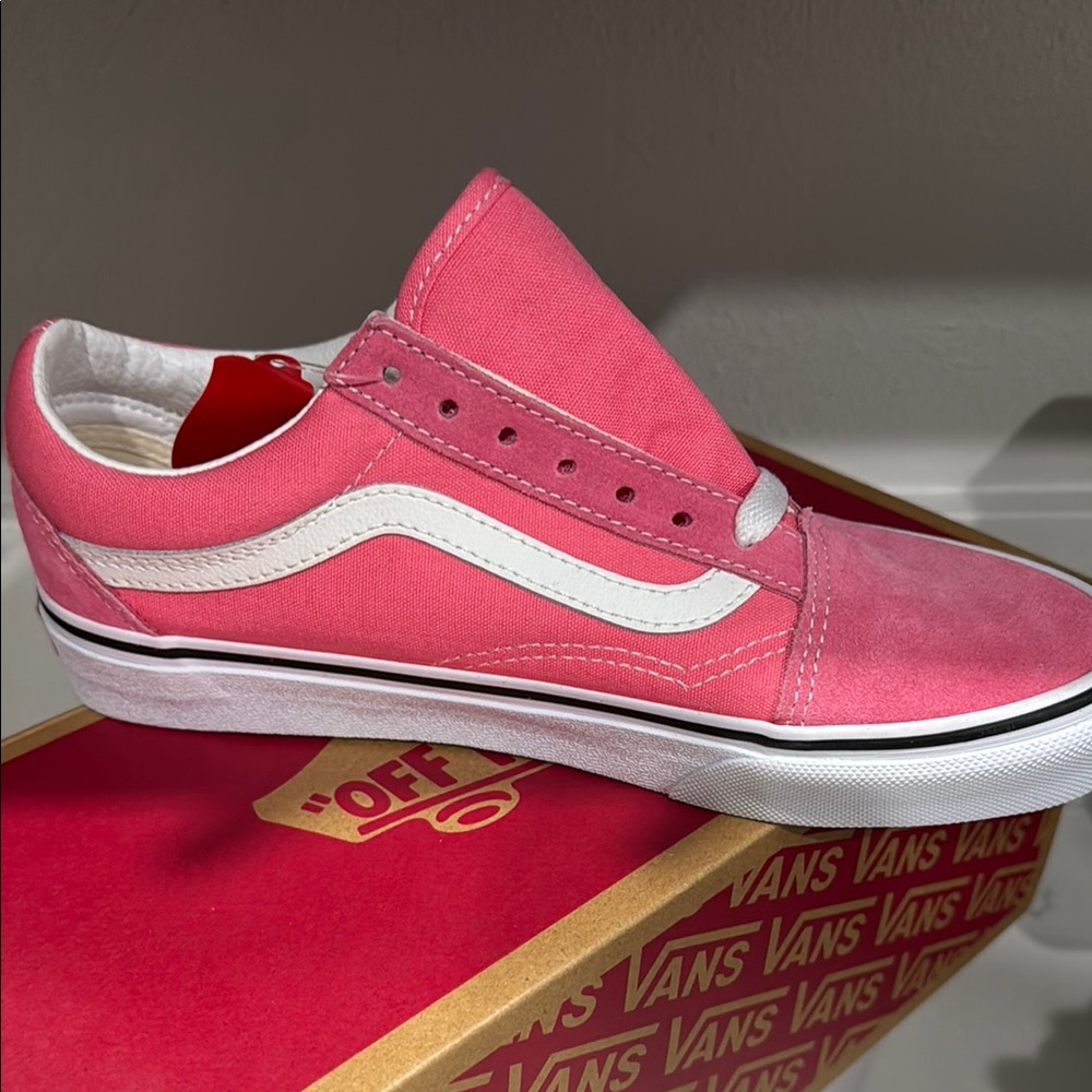 Vans Classic Pink and White Shoes